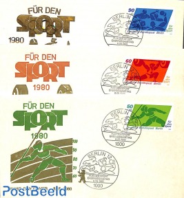 Sports 3v, FDC (3 covers)