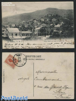 Postcard (of St. Thomas) sent to Paris