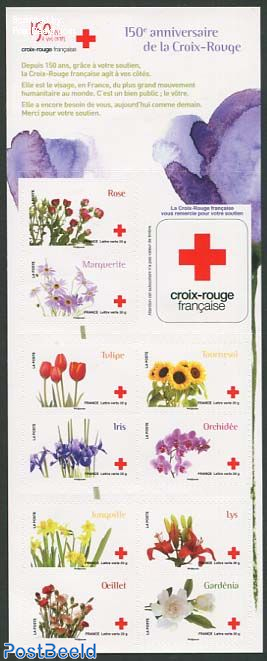 Red Cross, flowers 10v in foil booklet