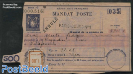 Mandat Poste 500 Francs