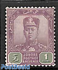 Johore, 1c, WM Single rose, stamp out of set