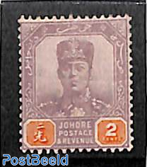 Johore, 2c, WM Single rose, stamp out of set