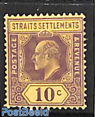 Straits Settlements, 10c, Stamp out of set