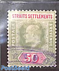 Straits Settlements, 50c, WM Crown-CA