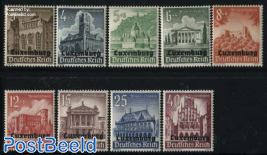German occupation, overprints on German stamps 9v