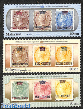 150 years Straits Settlements stamps 3v