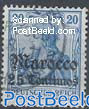 German Post, 25c on 20pf, violet ultramarine