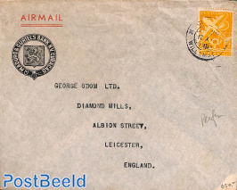 Airmail letter, perfin