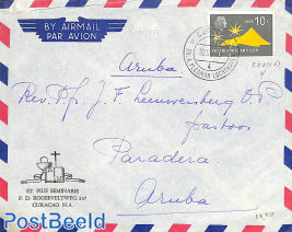 Letter from Curacao to Aruba with postmark: DR.A.PLESMAN LUCHTHAVEN