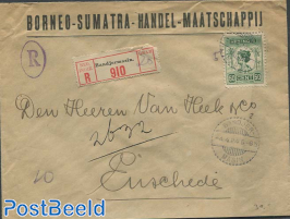 Registered letter from Bandjermasin to Enschede, with Badjermasin mark