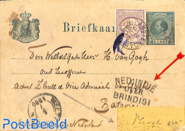 beautiful 'briefkaart' to Batavia. See NED INDIE postmark. 
