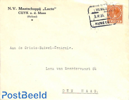 letter to The Hague from Nijmegen. RAILWAY POST