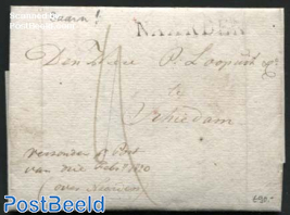 Letter from Baarn via Naarden to Schiedam