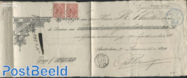 Receipt, Gebr. Reimeringer Amsterdam, with 2x10c Wilhelmina, postmark kleinrond GravE