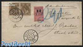 Registered letter with pair of 7.5c stamp