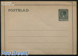 Card letter (Postblad), 5c green on creambrown paper