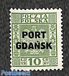 10Gr, PORT GDANSK overprint, stamp out of set