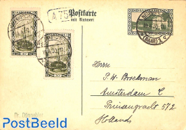 Reply paid postcard 30pf, uprated to Holland