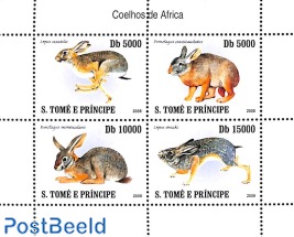Hares 4v m/s  (issued 31 dec 2007 but with year 2008 on stamps, see Michel cat.)