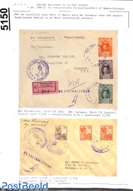 First flights from Suriname, page of an exhibition collection
