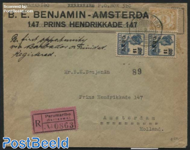Registered letter from Paramaribo to Amsterdam
