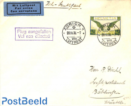 Airmail letter, cancelled flight 