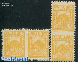 30c yellow, 2 pairs imperforated between stamps