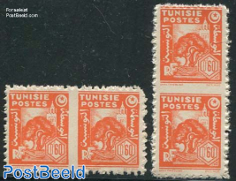 60c orange, 2 pairs, imperforated between stamps