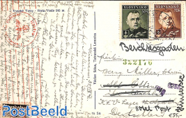 Postcard from Tatranska Lomnica to Munich, forwarded to Berchtesgaden