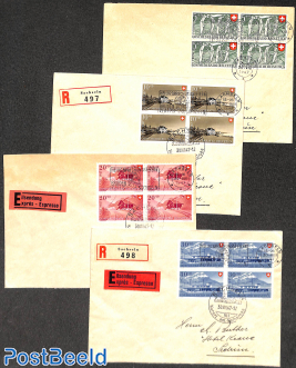 Set of 4 Letters from Saachseln to Sedrun