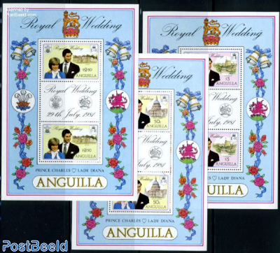 Charles & Diana wedding 3 minisheets