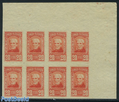 20 pesos orange red corner sheetlet of 8 stamps im