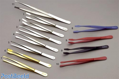 Gold-plated tweezers model shovel right (type 43) (6), one piece