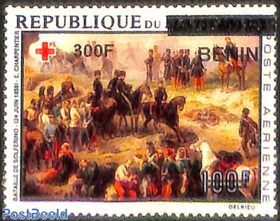 painting of the battle of solferino by e.charpentier, overprint