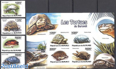 Turtles 4v+s/s, imperforated
