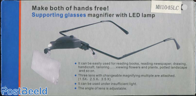 Supporting Glasses Magnifier with LED Lamp