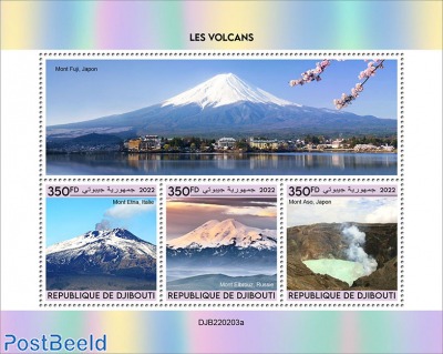 Volcanoes (Mount Etna, Italy; Mount Elbrus, Russia; Mount Aso, Japan) Background info: Mount Fuji, Japan [3v 1050 FD]