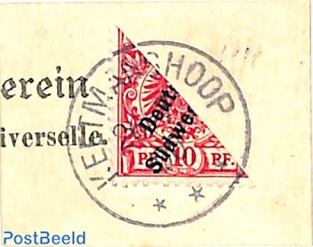 Suedwestafrika, divided stamp on piece of card, KEETMANSHOOP