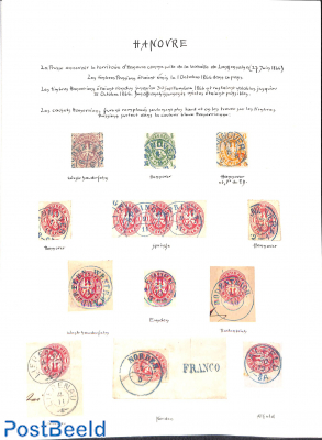 Small specialized collection Hannover postmarks on Prusia stamps on 2 pages