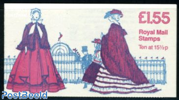 Definitives booklet, Costumes 1850-1860. Selvedge at right