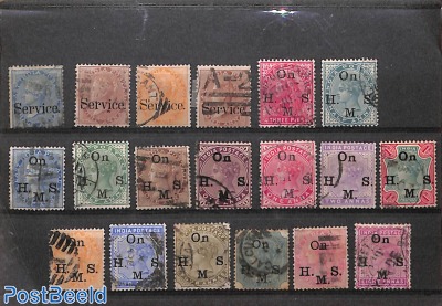 Lot Victoria stamps */o, India, On Service