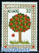 Greeting stamp 1v, heart with black border