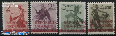 Java, dancers with REPOEBLIK INDONESIA overprints 4v