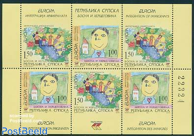 Europa m/s with 6 stamps (4 different)