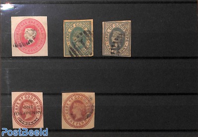 Lot Victoria stamps */o, Cape Good hope (cuTouts from postal stationary)