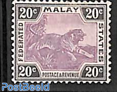 Federated Malay States, 20c, WM Crown-CA, Stamp out of set