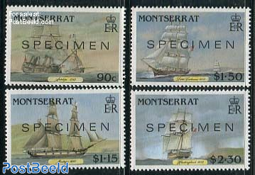 Postal ships 4v, SPECIMEN