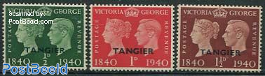 TANGIER, Stamp Centenary 3v