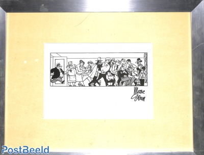 Comic by Marc Sleen, signed, in frame