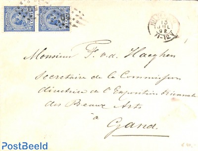 Cover with 2x5c, Puntstempel 59, HILVERSUM to Gand